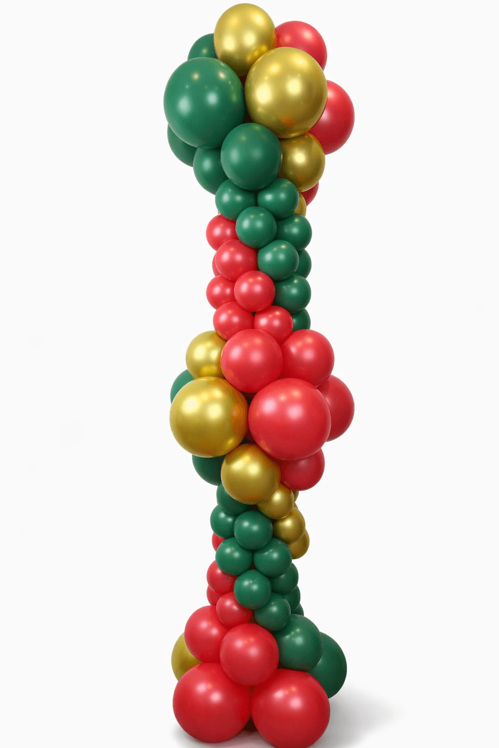 A festive Christmas balloon stack hand-crafted by Simply Elevated Balloons